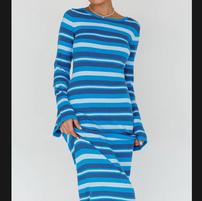 Robe à manches longues pour femmes au look rayé tendance Chic und Stil