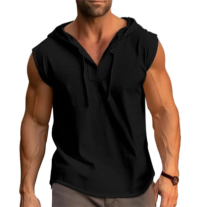 T-shirt d'entraînement sans manches pour hommes avec un design pratique à capuche Chic und Stil