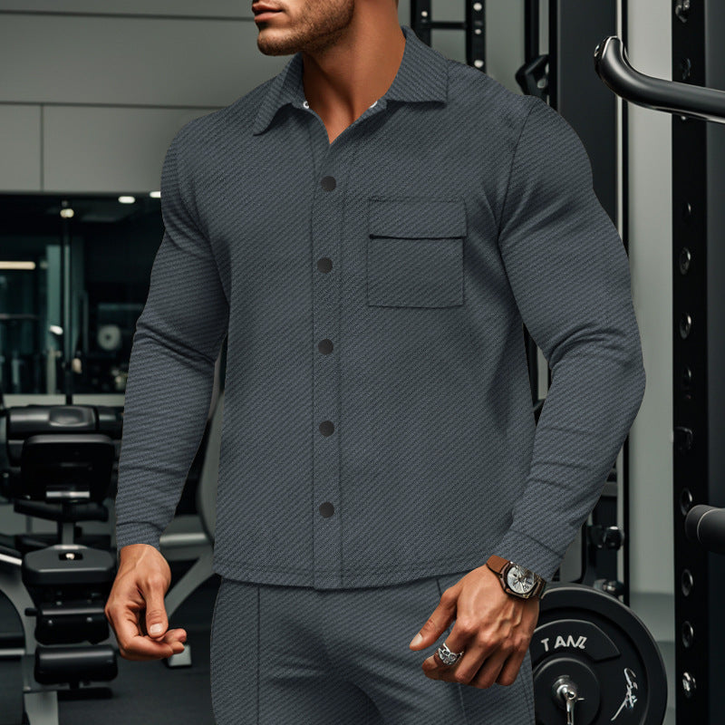 Chemise à manches longues structurée pour hommes avec poche poitrine pratique Chic und Stil