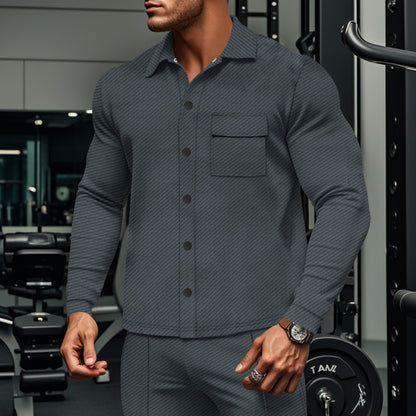 Chemise à manches longues structurée pour hommes avec poche poitrine pratique Chic und Stil