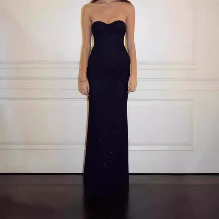 Dames Élégante Robe Maxi avec Haut Transparent et Accents Glamour Chic und Stil