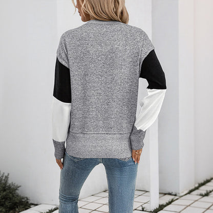 Pull femme à la mode avec design de blocs de couleurs géométriques Chic und Stil
