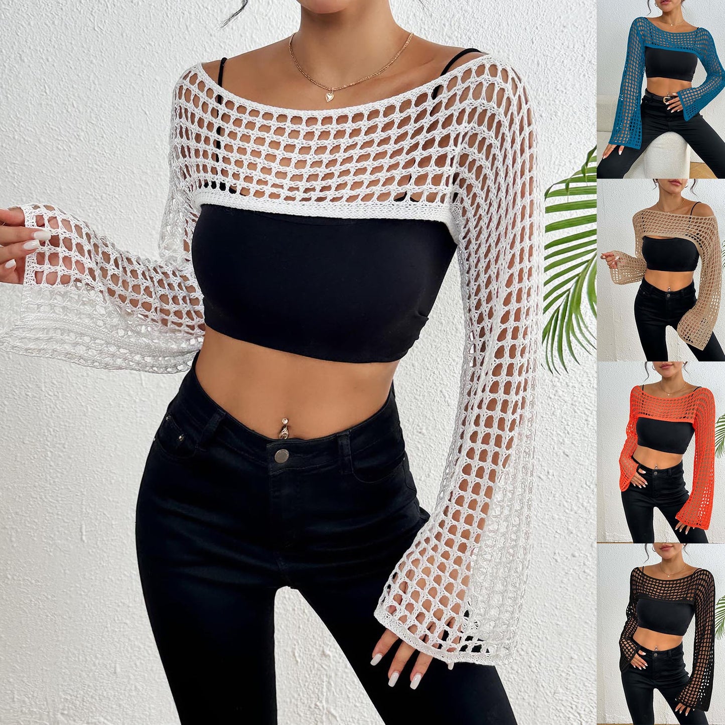 Dames Chic Crochet-Mesh-Crop-Top Chic und Stil