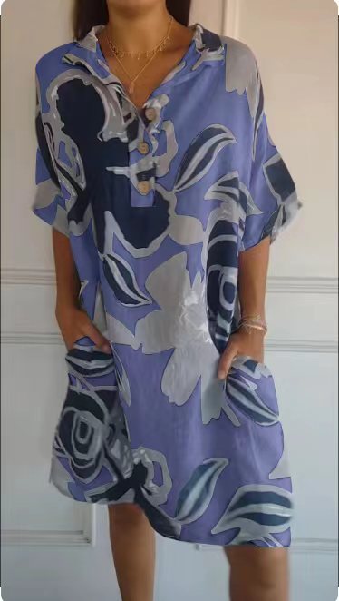 Robe de plage aérienne pour dames avec motif tendance et poches latérales Chic und Stil