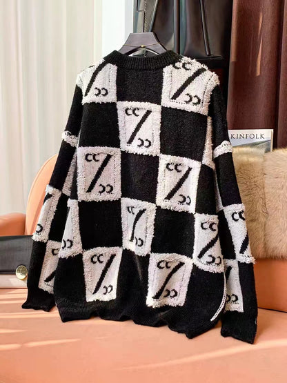 Femmes Grand Pull Oversized avec Design Graphique Chic und Stil