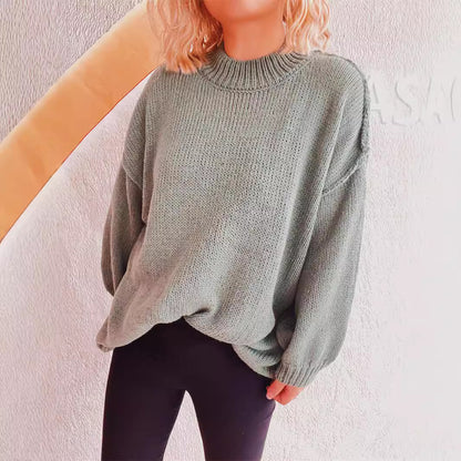 Pull en maille épaisse décontracté pour femmes avec col haut et coupe ample Chic und Stil