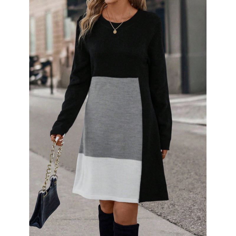 Robe en tricot pour femmes au design moderne en blocs de couleur Chic und Stil