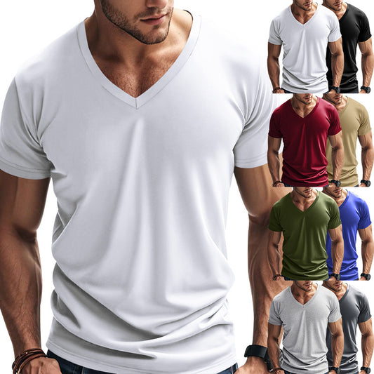 T-shirt pour hommes col en V en matériau fonctionnel respirant Chic und Stil