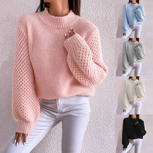 Pull-over oversized douillet pour femmes avec motif structuré et col roulé Chic und Stil