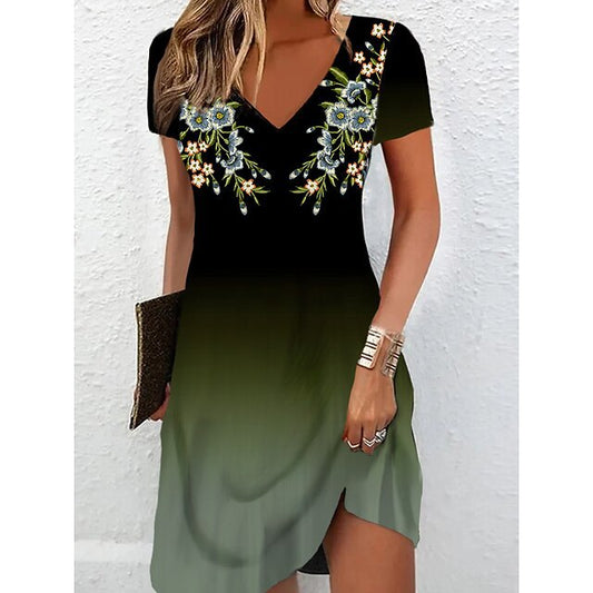 Robe portefeuille pour femmes avec décolleté en V floral et ourlet asymétrique Chic und Stil