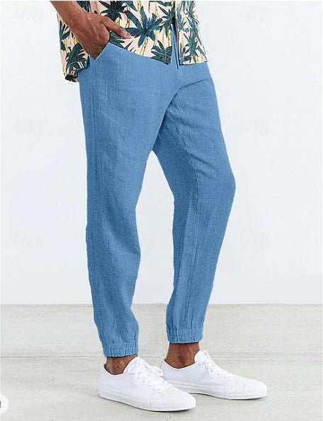 Casual linen pants for men with elastic waist and side pockets Chic and Style