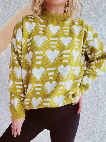Pull en tricot pour femmes au design moderne en forme de cœur avec une coupe ample Chic und Stil