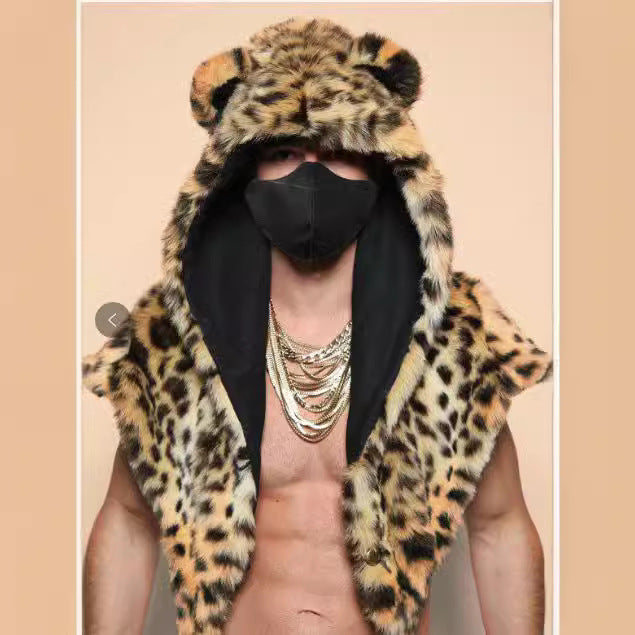 Men's Plush Hooded Cape Chic and Style