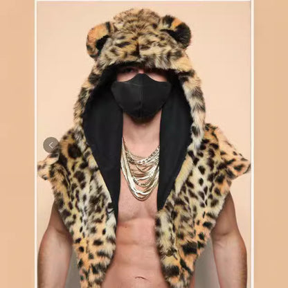 Men's Plush Hooded Cape Chic and Style