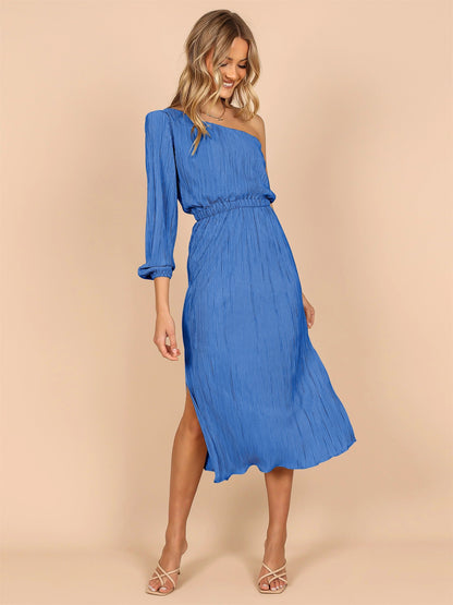 Robe plissée asymétrique pour femmes avec ceinture de taille Chic und Stil