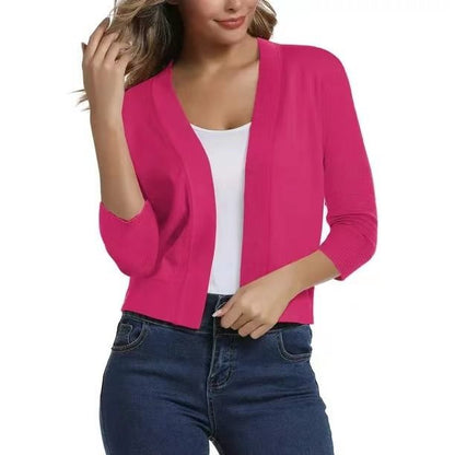 Dames cardigan décontracté avec devant ouvert et manches 3/4 Chic und Stil