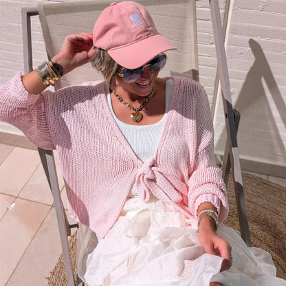 Dames gilet décontracté en tricot avec fermeture à nouer et manches larges Chic und Stil