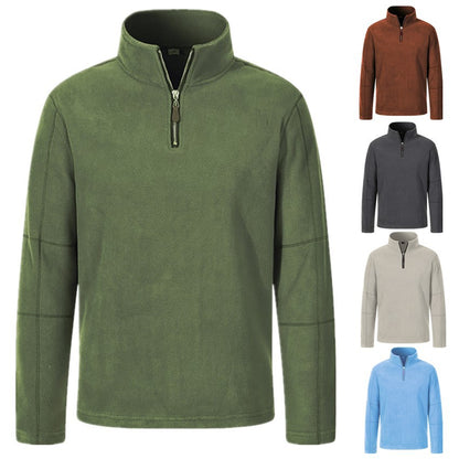 Fleece pullover for men with half-zip and high collar Chic and Style
