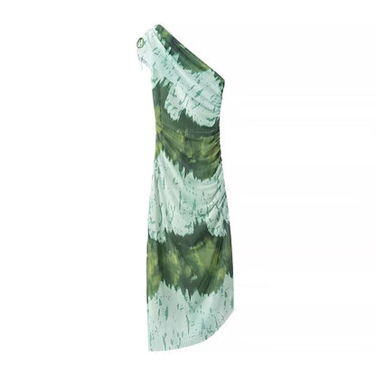 Robe à épaule unique pour femmes avec des détails de volants raffinés Chic und Stil