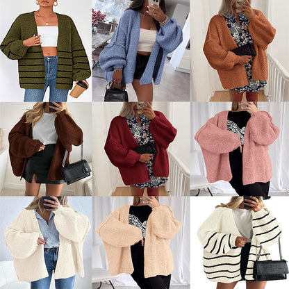 Cardigan tricot décontracté pour femmes avec des manches volumineuses et un matériau doux Chic und Stil