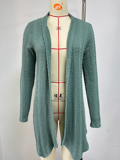 Dame gilet en maille avec motif gaufré structuré et devant ouvert Chic und Stil