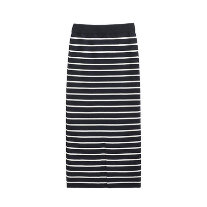 Dames Jupe crayon élégante mi-longue avec design rayé Chic und Stil
