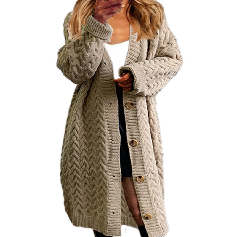 Cardigan en gros tricot pour femmes avec des détails de bouton élégants et un design structuré Chic und Stil