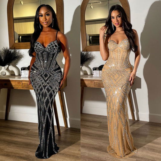 Glamorous women with embellished rhinestones evening gala Chic and Style
