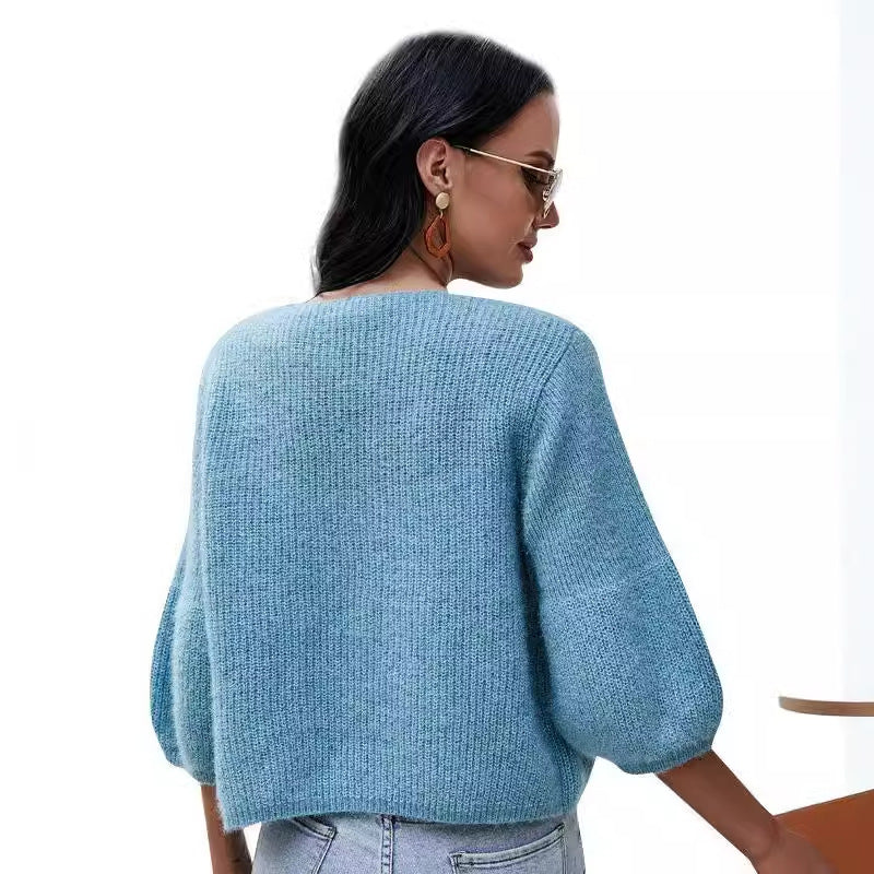 Dames cardigan en tricot à manches courtes tendance avec détails de boutons Chic und Stil