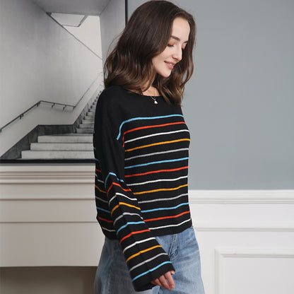 Femmes Pull rayé oversized en matériau doux avec coupe large Chic und Stil