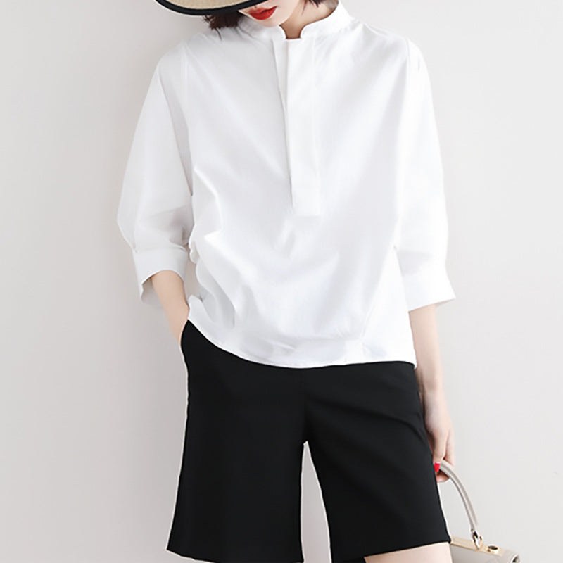 Chemisier ample à col mandarin pour femmes Chic und Stil