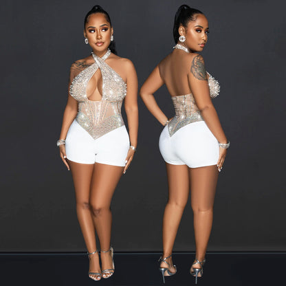 Women Sparkling Body with Chic Collar