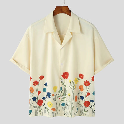 Chemise à manches courtes pour hommes avec motif floral et tissu de haute qualité Chic und Stil