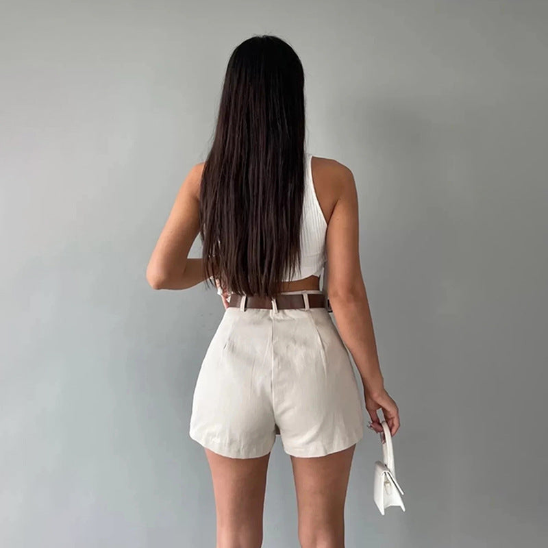 Dames Crop-top avec structure côtelée et lien Chic und Stil