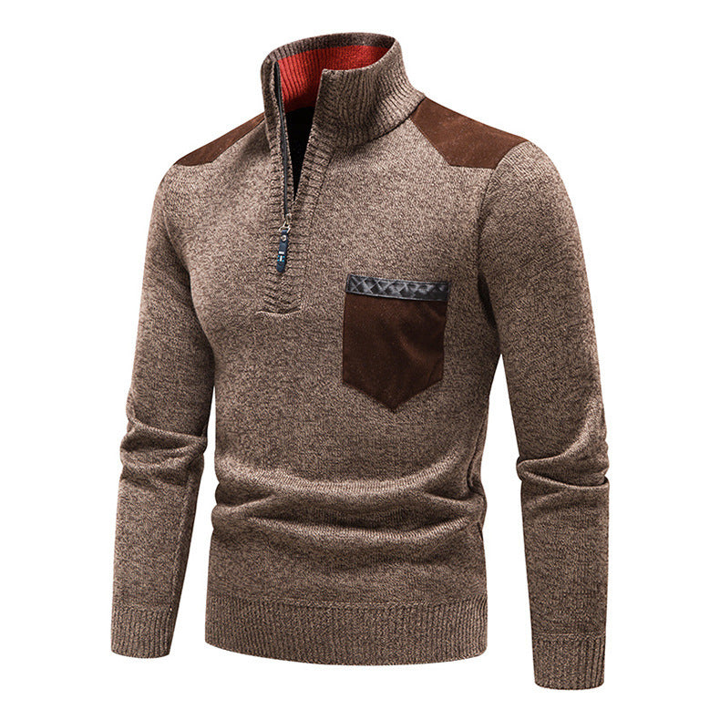 Pull en tricot de haute qualité pour homme avec fermeture éclair moderne et poche poitrine pratique Chic und Stil