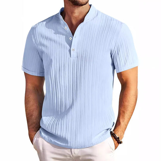 Hommes Structure Manche Courte Henley-Shirt Chic und Stil
