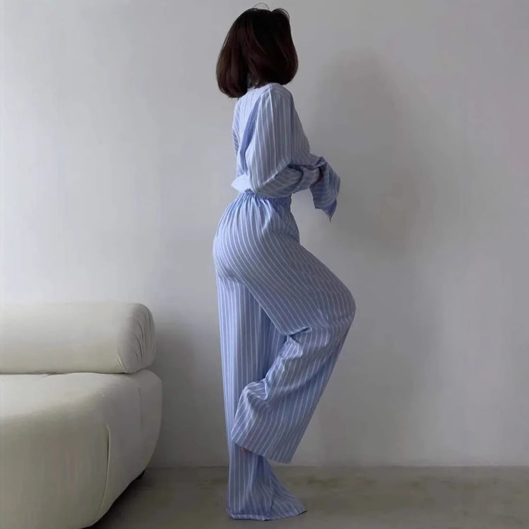 Dames Ensemble de Pyjama Rayé Luxueux Chic und Stil
