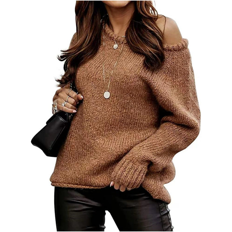 Pull décontracté pour femmes avec un design d'épaule ouverte et un tricot doux Chic und Stil