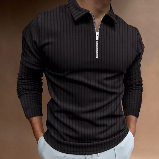 Polo à manches longues pour hommes avec fermeture éclair à la mode Chic und Stil