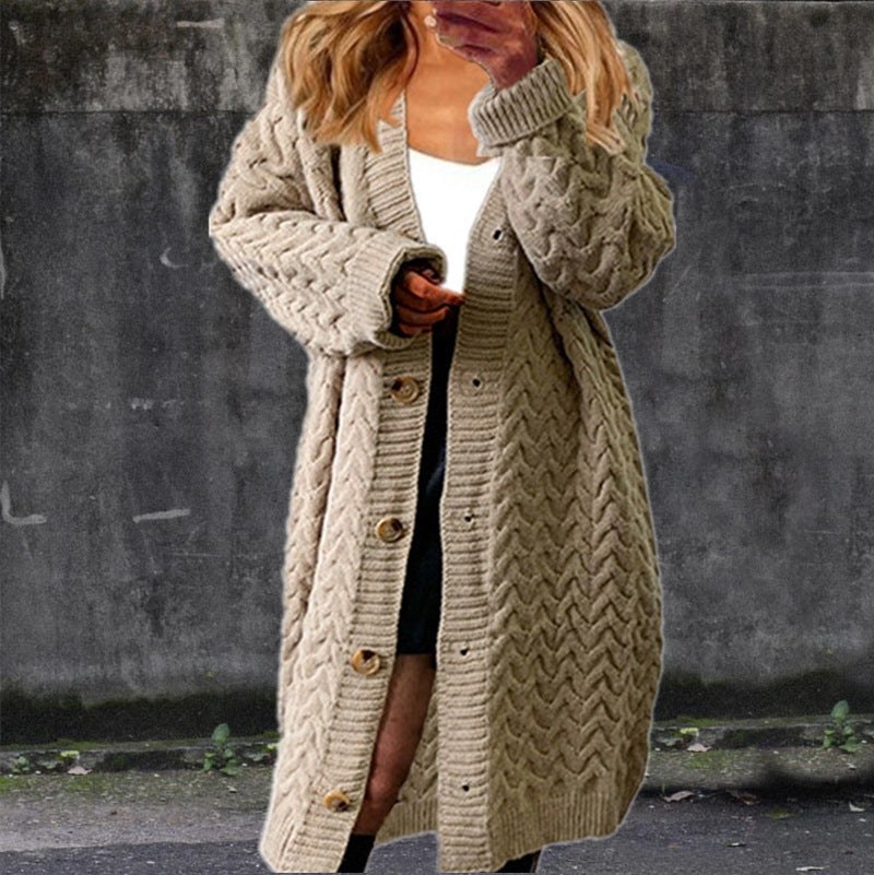 Cardigan en gros tricot pour femmes avec des détails de bouton élégants et un design structuré Chic und Stil
