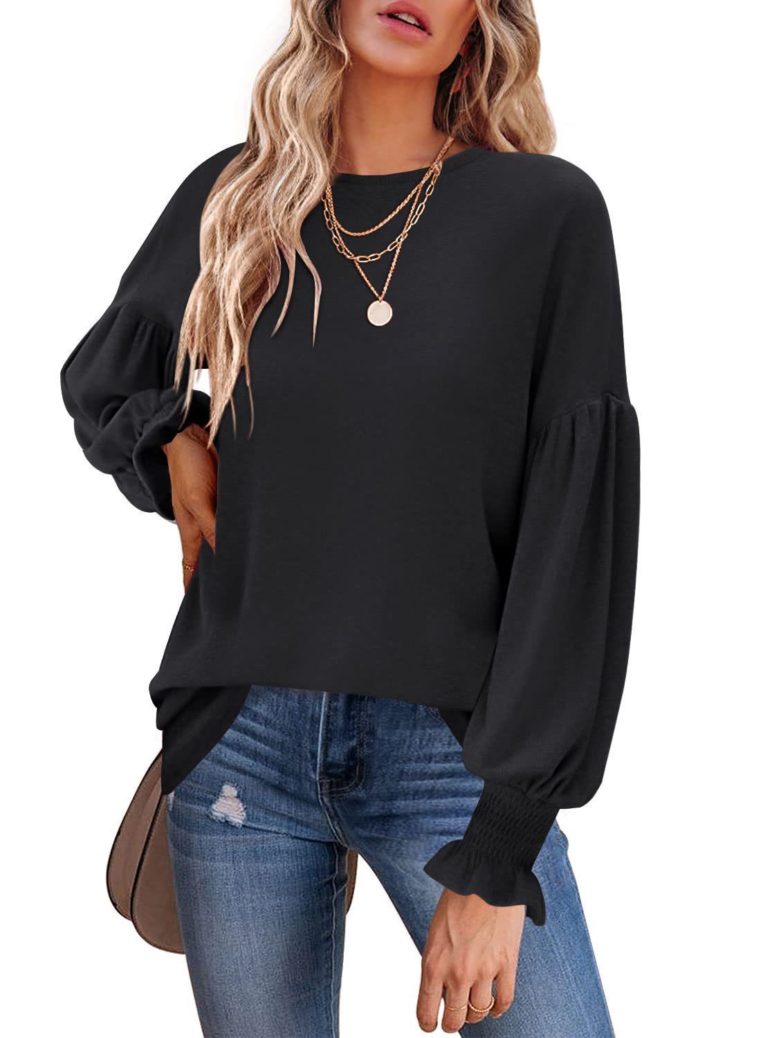 Dames pull à la mode avec des manches ballons Chic und Stil