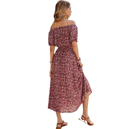 Dames Off-Shoulder Floral Maxi Robe Chic und Stil