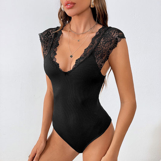 Body femme avec dentelle et structure côtelée Chic und Stil