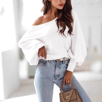 Pull oversized pour femmes avec une coupe asymétrique et un décolleté plongeant Chic und Stil