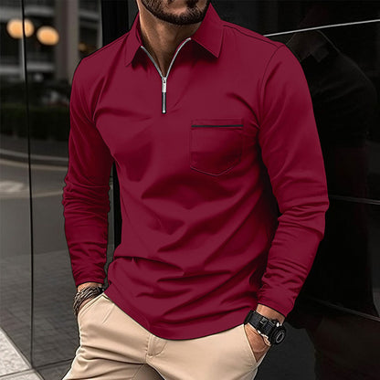 Chemise à manches longues pour hommes avec fermeture éclair et poche poitrine Chic und Stil