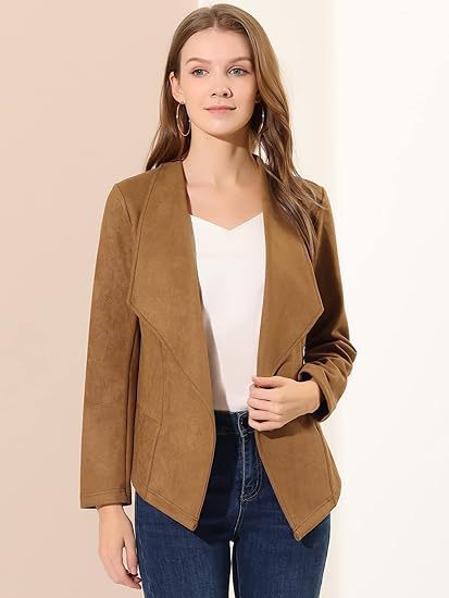 Blazer en simili cuir pour femmes avec coupe décontractée et revers tendance Chic und Stil