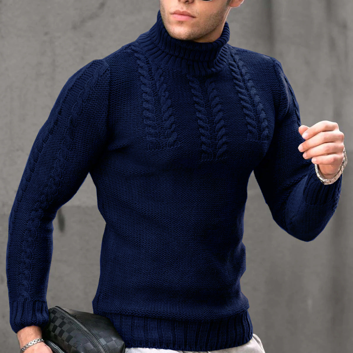 Pull-over en tricot pour hommes avec col montant Chic und Stil