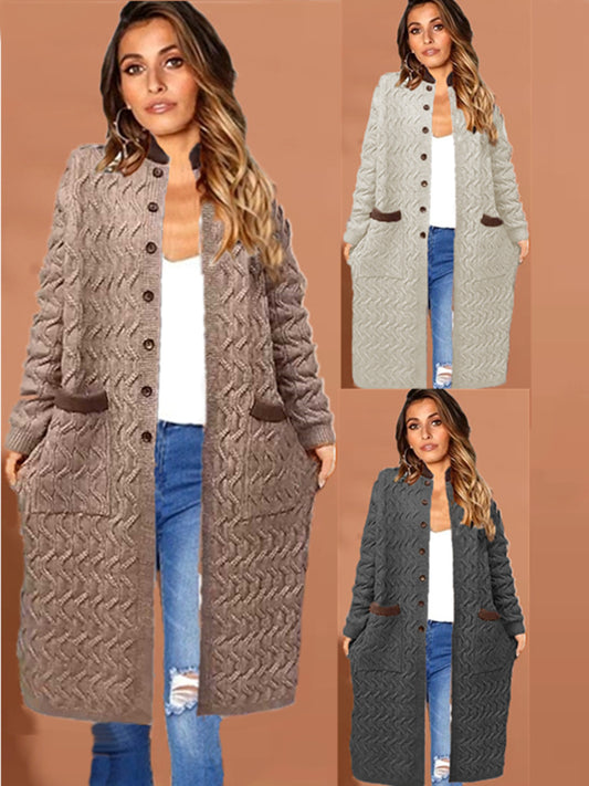 Manteau tricot féminin avec grand design de tresse et poches pratiques Chic und Stil