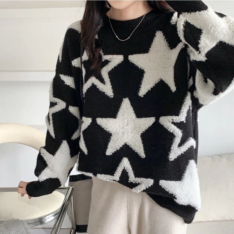 Pull-over oversized décontracté pour femmes avec motif d'étoiles Chic und Stil