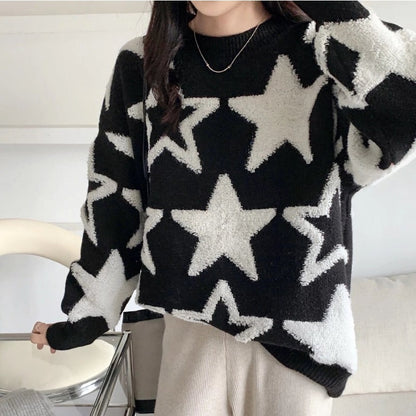 Pull-over oversized décontracté pour femmes avec motif d'étoiles Chic und Stil